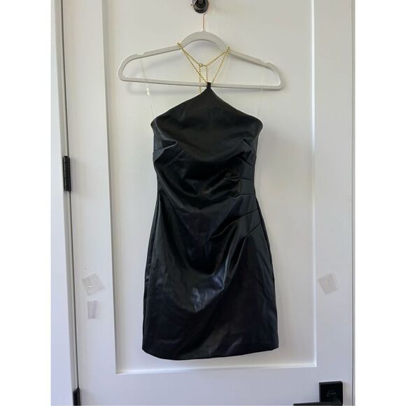 Nookie X Revolve Halter Neck Barbella Mini Dress Women's Black Matt Small NWT - Picture 12 of 12